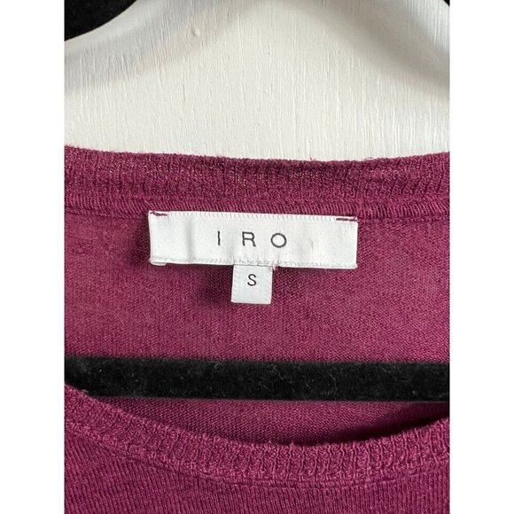 Iro Marvina Shirt Red Burgundy Distressed Linen Knit Long Sleeve Top - Picture 6 of 8